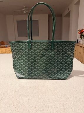 Goyard Green Patterned St. Louis PM Tote with Double Handles